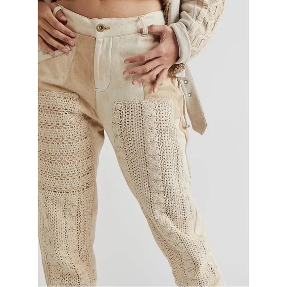 Free People Pretty Lies Patchwork Harem Pants Size/8 - Picture 7 of 8